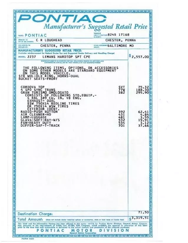 1964 Pontiac GTO 389 4-spd Power Steering & Brakes - photo 3