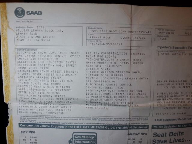 1993 Saab 900 FUN FLORIDA BEACH CAR ! COLD AC ! BEST OFFERS CONSIDERED ! - photo 12