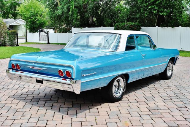 Flowmaster Dual Exhaust Rally Wheels New Chrome simply stunning laser straight 1964 Chevrolet Biscayne Hardtop Fully Restored 348 V8 Tri-Power Beautiful
