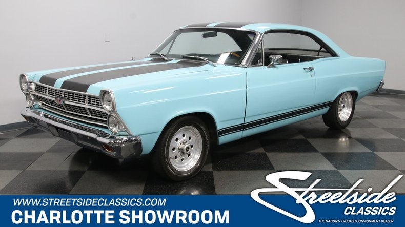 fomoco classic vintage chrome black stripes blue sunpro flowmaster air shocks 1967 Ford Fairlane 500