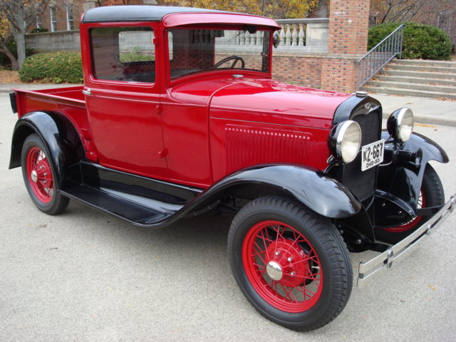 Ford Model A Closed Cab Pickup - 43,860 ORIGINAL Miles, Pro Frame Off Rebuild 1931 Ford Model A Body - Rubellite Red, Fenders - Black