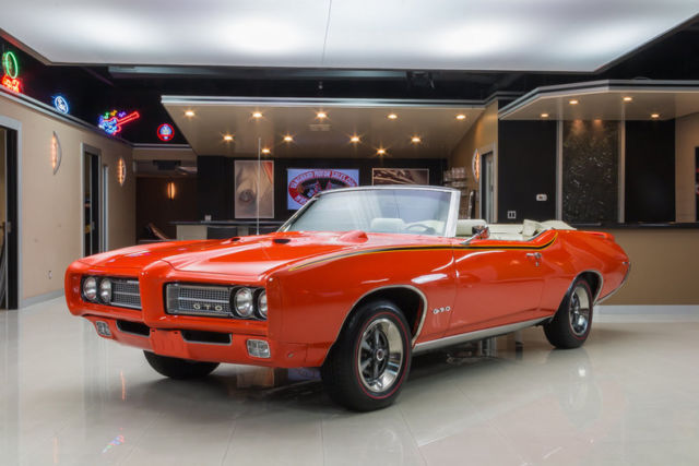 Frame Off Restored Convertible! 400ci V8, Muncie 4-Speed, PS, PB, Carousel Red! 1969 Pontiac GTO Convertible