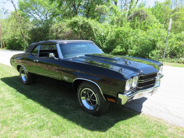 Frame/off Restored Triple Black 1970 Chevelle SuperSport 454 4 Speed Convertible 1970 Chevrolet Chevelle SS454