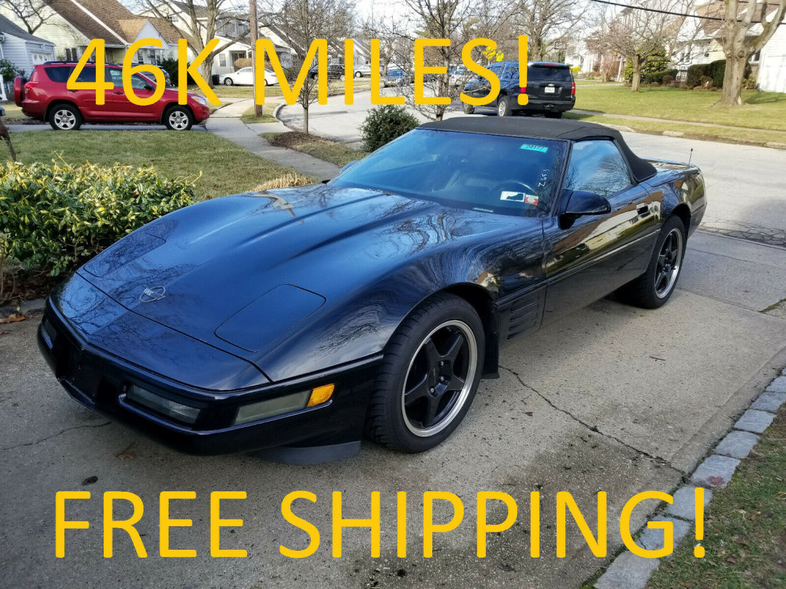FREE NATIONWIDE SHIPPING, 46K Original Miles, Beautiful Condition, Black/Black 1991 Chevrolet Corvette Convertible