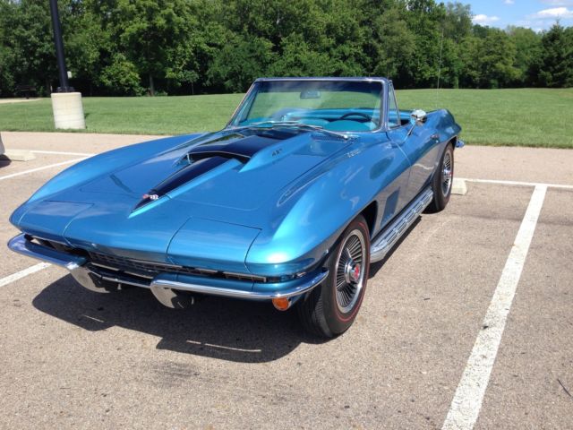 Fully Restored 1967 Corvette Convertible Marina Blue w Bright Blue int all stock 1967 Chevrolet Corvette L71