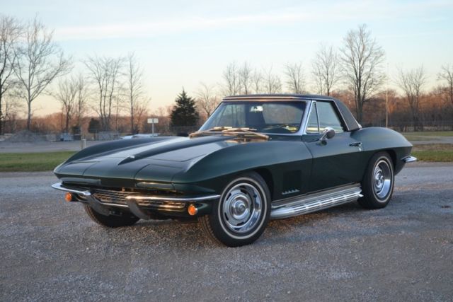 Good wood Green/ Green, Matching Numbers 327/350hp 4 Speed, Power Windows 1967 Chevrolet Corvette