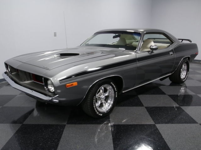 GR8 MOPAR, 340 6 PACK, 4 SPD, PISTOL GRIP, A/C, PWR STEER, FRONT DISCS, EXC CAR! 1973 Plymouth Barracuda
