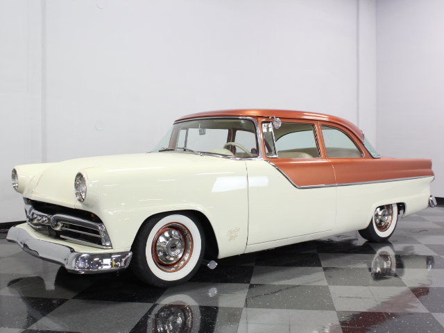 HIGHLY CUSTOMIZED FORD CUSTOMLINE, CHEVY 350, 700R4 TRANS, SHAVED HANDLES & MORE 1956 Ford Customline