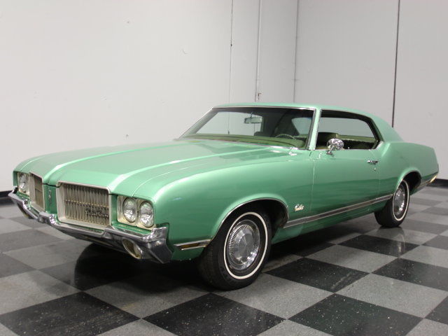 HIGHLY ORIGINAL PALM GREEN COUPE, ROCKET 350, AUTO, DUALS, A/C, PS, PB, TILT!! 1971 Oldsmobile Cutlass