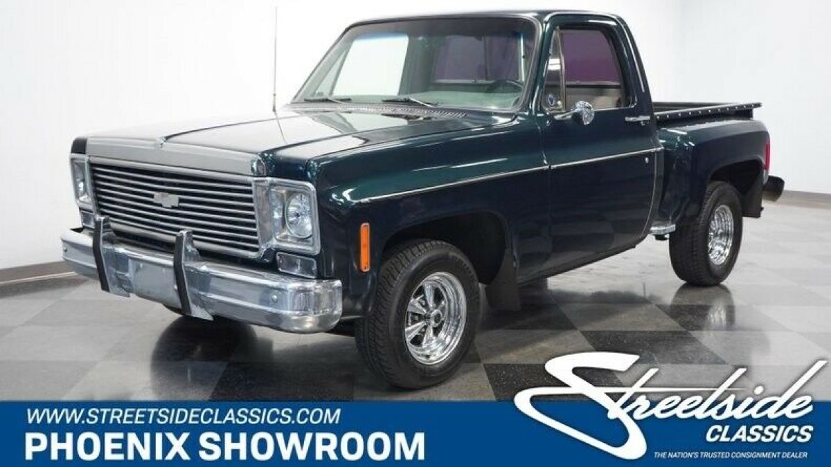 I6 Auto Classic Vintage Collector Green Truck Inline Chevy Cragar 1976 Chevrolet C-10 Stepside