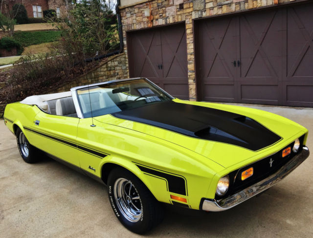 ICE COLD FACTORY A/C, 351C, LOW MILE SURVIVOR, NEW PAINT AND TOP, PS, PDB 1972 Ford Mustang CONVERTIBLE RARE BRIGHT LIME, LIKE 71,73,1971,1973