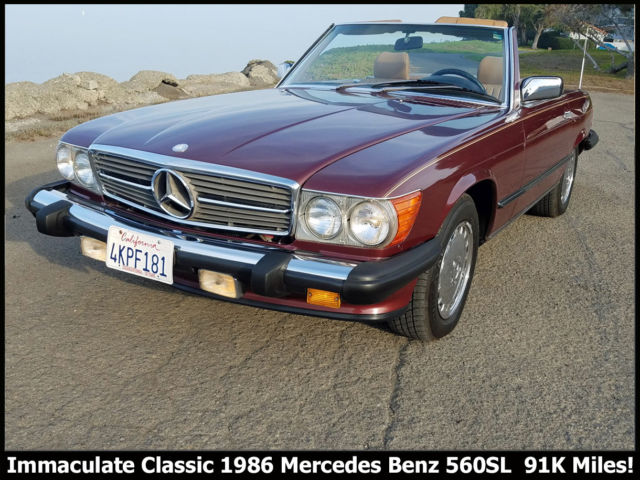IMMACULATE 1986 MERCEDES BENZ 560SL 2 TOPS ROADSTER! 99,9% RUST-FREE CALIF. R107 1987 Mercedes-Benz SL-Class 560SL