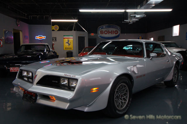 IMMACULATE CONDITION, #'s Match, LOW MILES, Sterling Silver/Firethorn Red 1977 Pontiac Trans Am PHS Documented