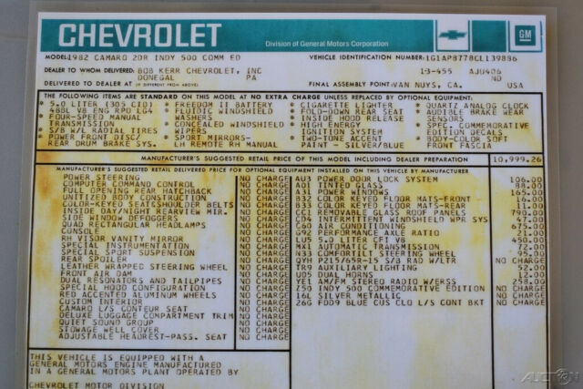 1982 Chevrolet Camaro Z28 5.0 L V8 Automatic 11k Miles - photo 13