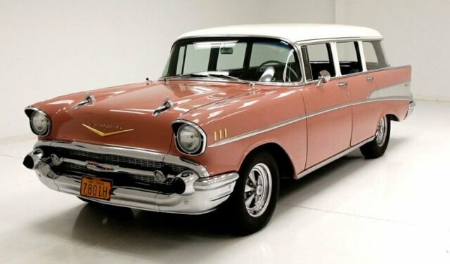 India Ivory/Canyon Coral Straight Steel 327ci V8/TH 350 Trans Very Nicely Done 1957 Chevrolet Bel Air/150/210 Station Wagon