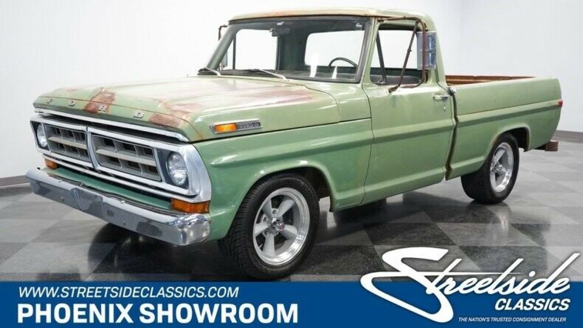 Inline 6 Manual Classic Vintage Collector Patina Pickup Truck Trailer Green 1971 Ford F-100