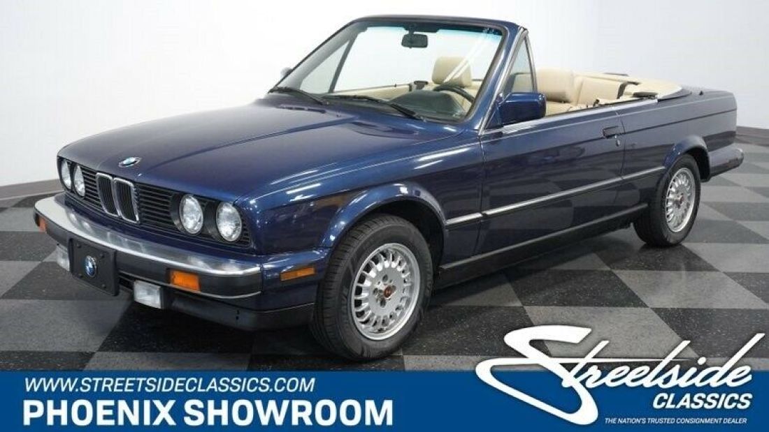Inline Manual Classic Vintage Collector Beemer German Blue Tan Droptop 1987 BMW 3-Series Convertible