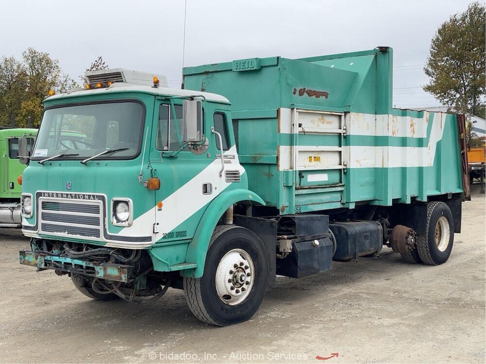 International DT466 S/A Dumping Sand Spreader Garbage Truck PTO Auto bidadoo 1985 International DT466