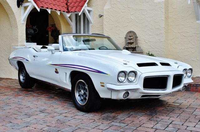 Judge Stripes White Bucket Seats Factory Air Conditioning PHS Docs 1972 Pontiac GTO LeMans Sport Convertible 455 V8 Auto Ram Air