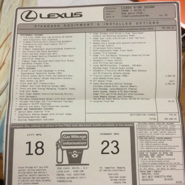 1994 Lexus LS Lexus Anniversary Edition Package - photo 4