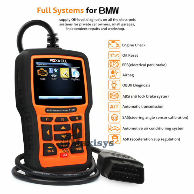 For BMW MINI DIAGNOSTIC SCANNER ABS SRS CODE READER FOXWELL NT510 CAR SCAN TOOL - photo 2