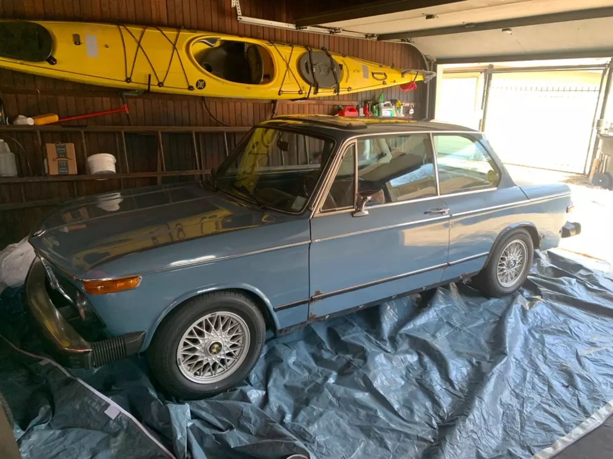light blue 2 door sedan 1976 BMW 2002