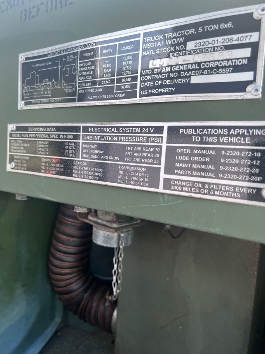 1980 AM General HMMWV (Humvee) M931A1 6x6 5 Ton Semi Truck - photo 7