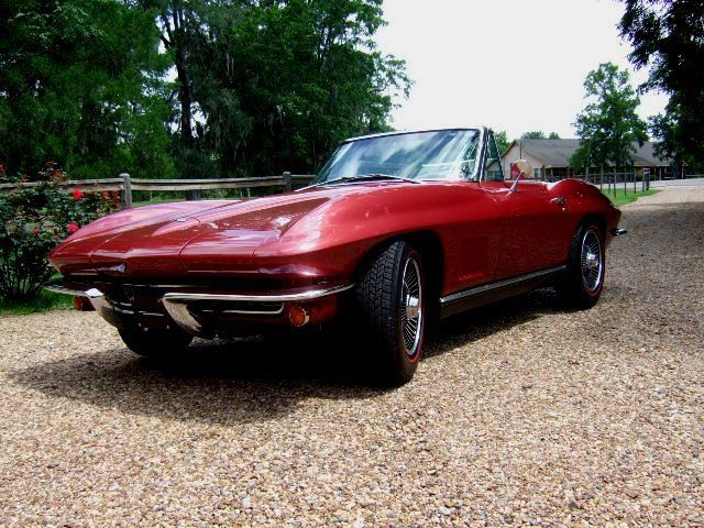 Marlboro Maroon, Saddle Tan Interior, White Top 1967 Chevrolet Corvette