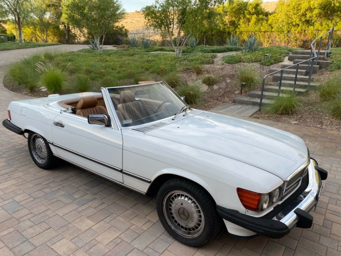 Mercedes 560SL ARCTIC WHITE AND PALOMINO (TAN) INTERIOR - FUN DESERT DRIVER! 1988 Mercedes-Benz SL-Class R107