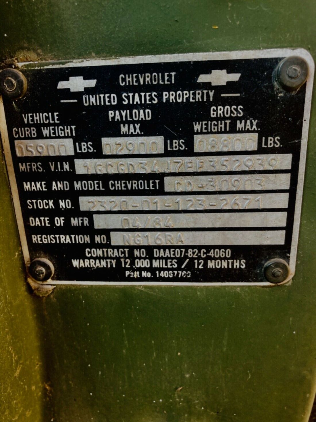 1984 Chevrolet K30 MILITARY POSTAL UNIT - photo 2