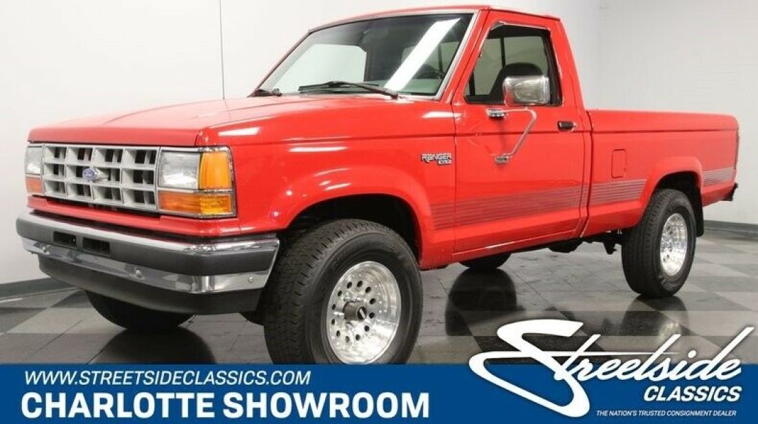 modern classic chrome 4 wheel drive short bed truck Ford tough cloth interior 1991 Ford Ranger XLT 4X4