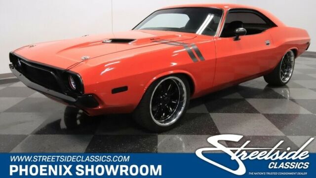 Mopar V8 Auto A727 Custom Classic Vintage Collector Red Black Edelbrock Hedman 1973 Dodge Challenger --