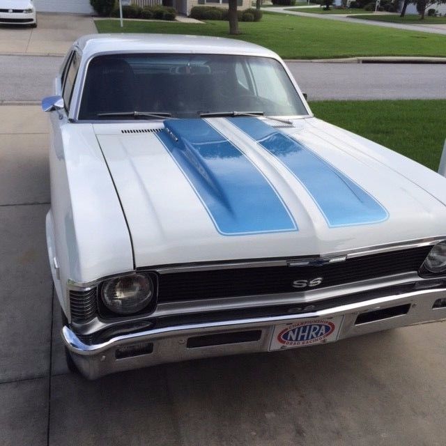 Muscle Car with Big Block 468 engine 1969 Chevrolet Nova Blue stripe front & rear