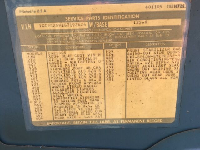 1986 Chevrolet G20 Van - photo 11