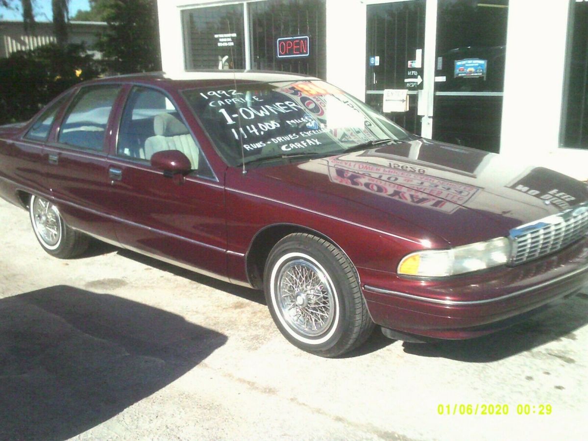 NICE 1 OWNER 1992 CHEVY CAPRICE SEDAN 114K V8 AUTO A/C NO RUST FLORIDA CAR SHARP 1992 Chevrolet Camaro caprice