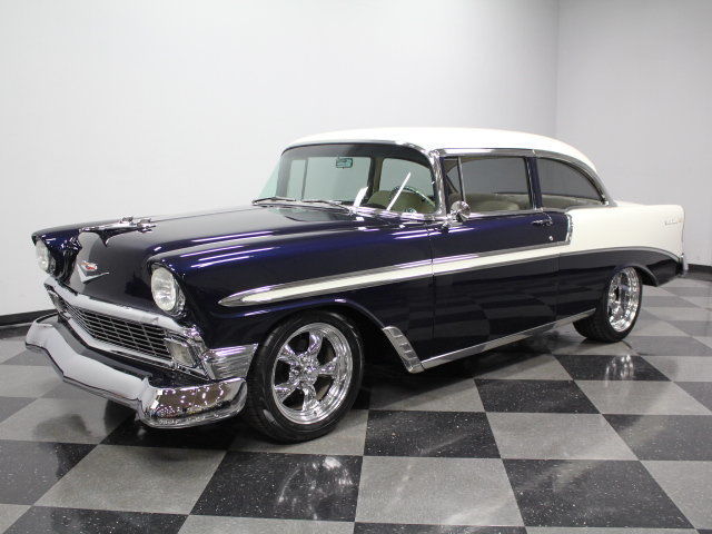 NICE AS GETS, 502 V8, TKO TREMEC 5 SPD, 4 WHEEL DISCS, FORD 9", CUSTOM INTERIOR. 1956 Chevrolet Bel Air/150/210 Restomod
