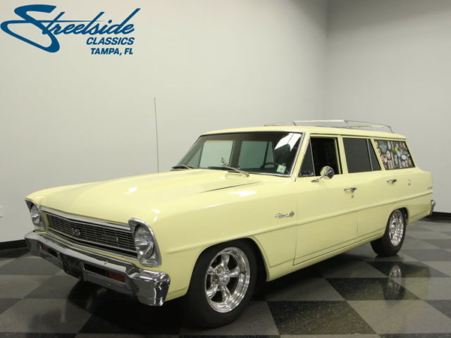 NICE SLEEPER SURFER WAGON, STRONG 327 V8, 4 SP MANUAL, COLD AC, PB W/FRNT DISCS! 1966 Chevrolet Nova Chevy II Wagon