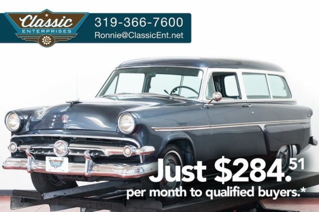 Nicely restored with V8 automatic new paint and interior we ship and finance 1954 Ford Ranch Wagon Customline 2 door rare station wagon ready to go