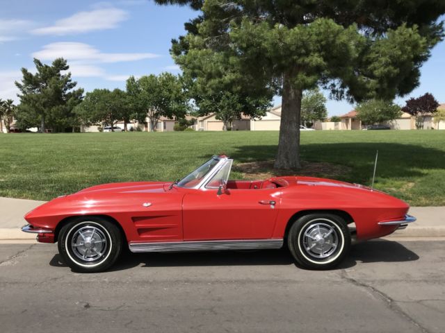 NO RESERVE 1963 CORVETTE STINGRAY CONVERTIBLE #S MATCHING 327 300HP 4 SPEED RED 1963 Chevrolet Corvette STINGRAY