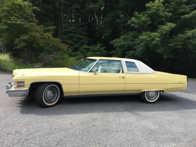 NO RESERVE- Apollo Yellow Cadillac Coupe Deville, 44K Original Miles 1974 Cadillac DeVille