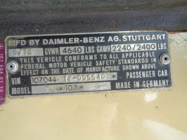 1972 Mercedes-Benz 350 SL SOFT & HARD TOP CONV. NO TITLE 50K MILES COLD A/C - photo 11
