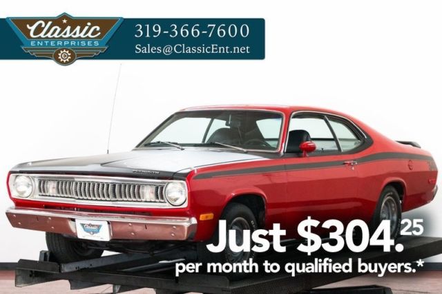 Numbers Matching 340 V8 4 Speed Bucket Seats Black Out Hood Go Wing We help ship 1972 Plymouth Duster Highly optioned correct Muscle Car ready to drive