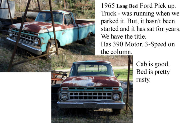 Old 1965 Ford Pickup Truck for Parts or to Rebuild 1965 Ford F-100 Base Standard Cab Pickup 2-Door