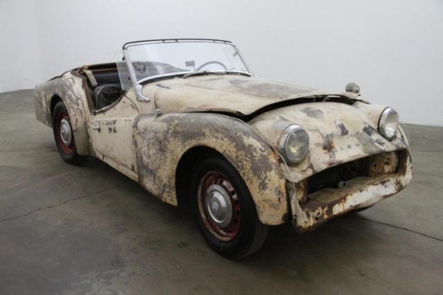 Old English White Soft Top Frame Side Curtains Spare Tire Original to Restore 1958 Triumph TR3
