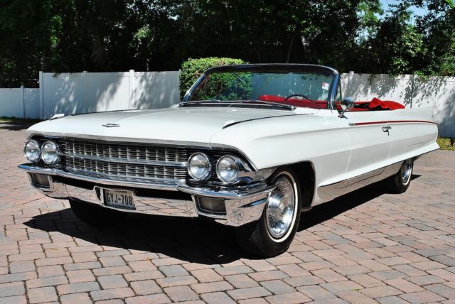 Olympic White w/ Maroon Leather Interior from Factory Power Steering & Brakes 1962 Cadillac Eldorado Biarritz Convertible Fully Restored Stunning
