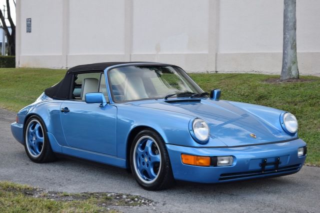 ONLY 63,000 miles Rare Tahoe Blue 964 Convertible 5 Speed Manual 1990 Porsche 911 Carerra 4