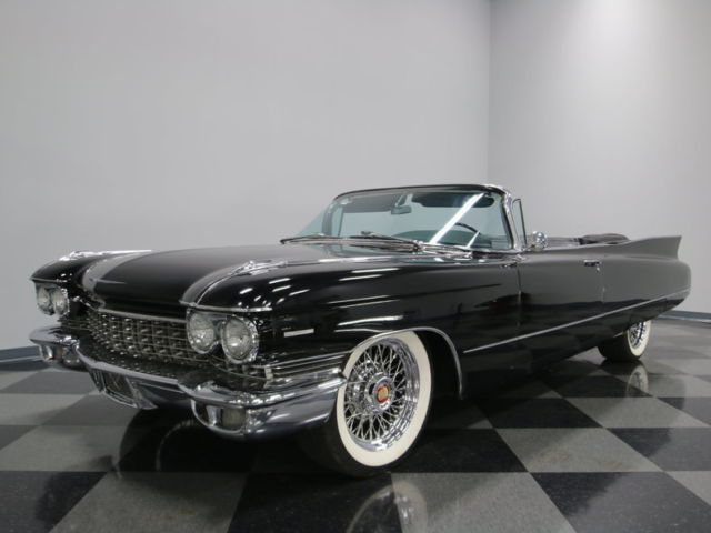 ORIGINAL TRIPLE BLACK CAR, RECENT RE-PAINT, BIG 390CI MOTOR, VERY SLICK CADDY! 1960 Cadillac Series 62 Convertible