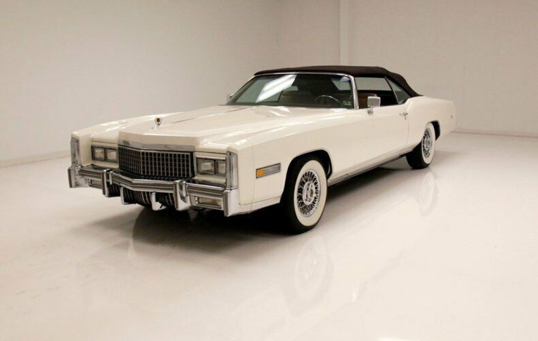 Pearl White Paint/Excellent Chrome/Leather Interior/500 Cubes of V8 Power 1975 Cadillac Eldorado Convertible