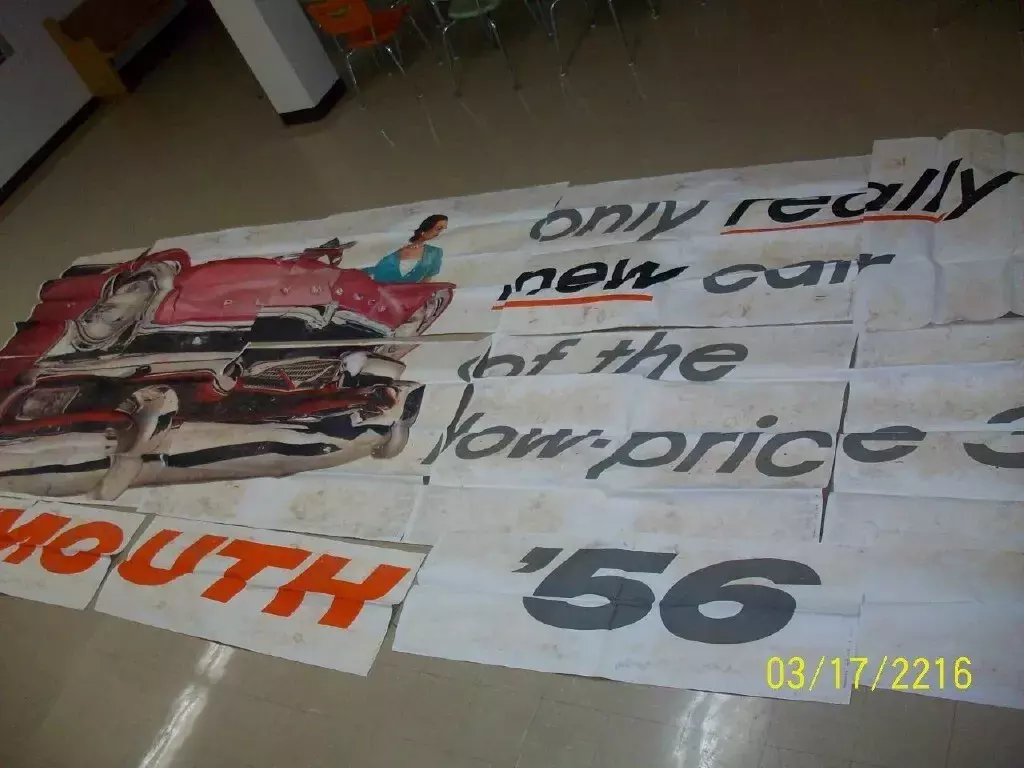plymouth 1956 billboard found in basement.Very good condition minor age spots 1950 Plymouth Other