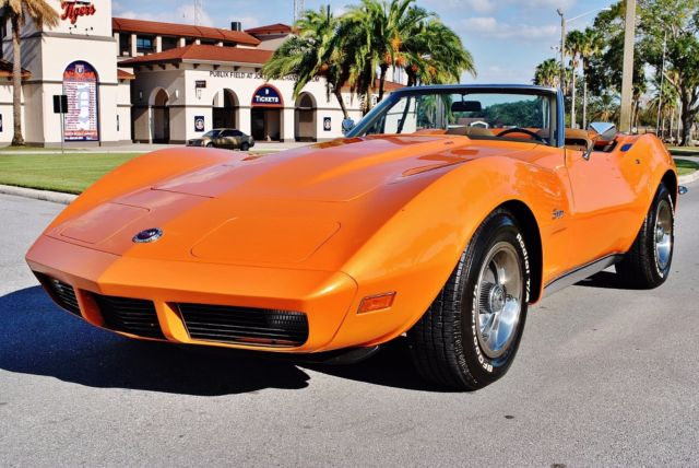 Power Steering 4-Wheel Disc Brakes Factory Color 1973 Chevrolet Corvette Convertible LS4 454 V8 4-Speed Fully Restored